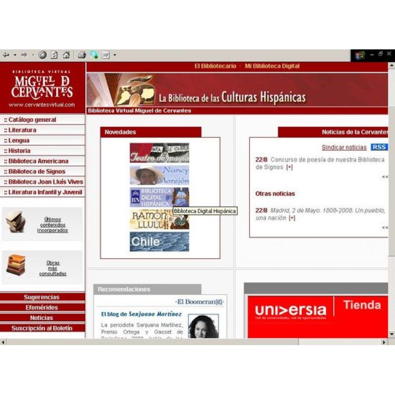 La Biblioteca Virtual Miguel de Cervantes presenta su portal sobre literatura electrnica.