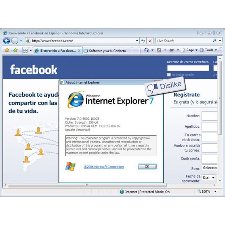 Facebook deja de ser compatible con Explorer 7.