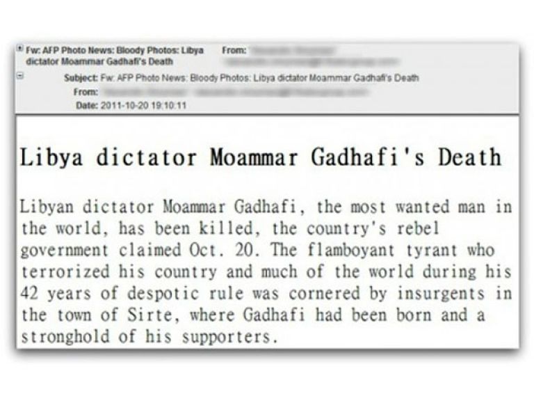 Ciberdelincuentes aprobechan la muerte de Khadafi